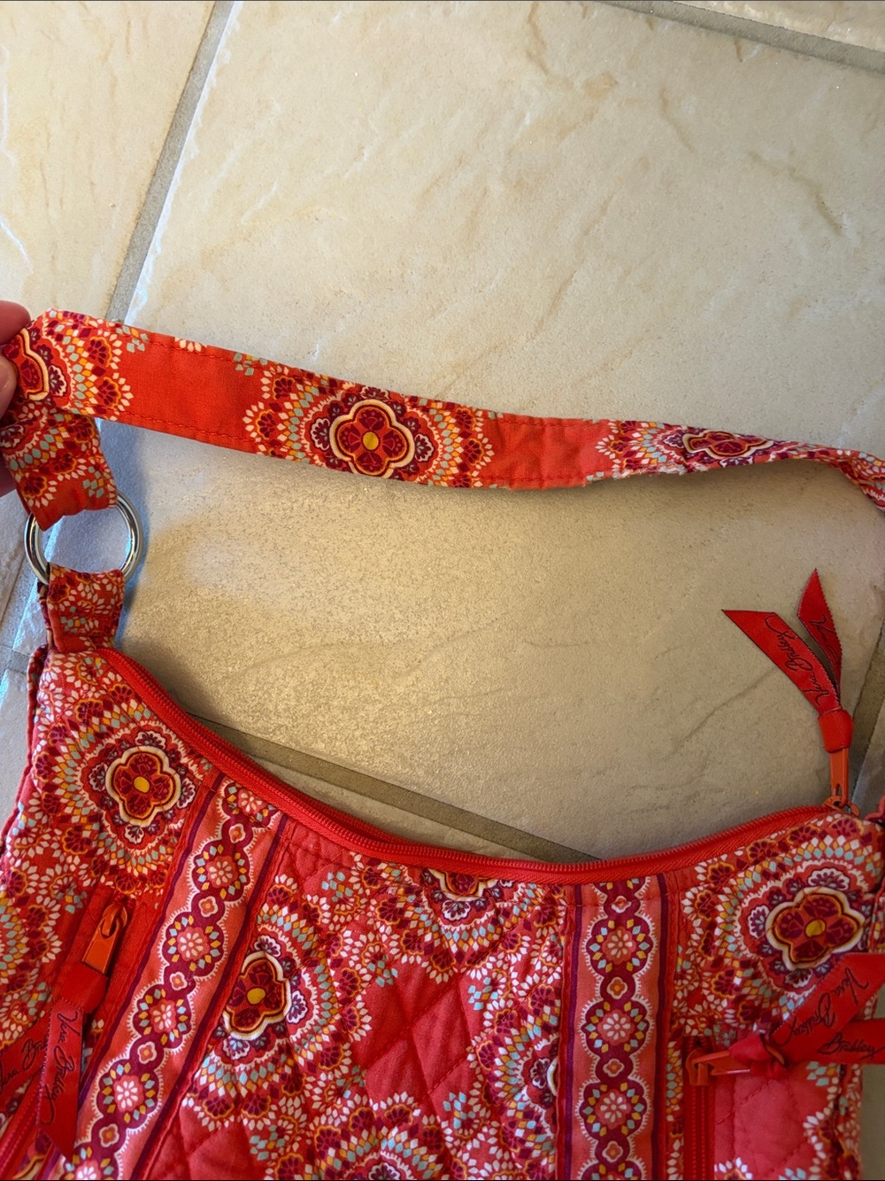 Paprika Orange Medallion Quilted Purse Shoulder Bag - Vera Bradley - Picture 12 of 12